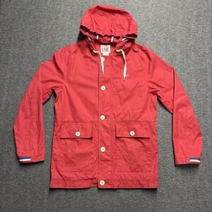 Lacoste Live L!ve Rain Coat Parka Jacket Mens 48 Small/Medium Red Hooded